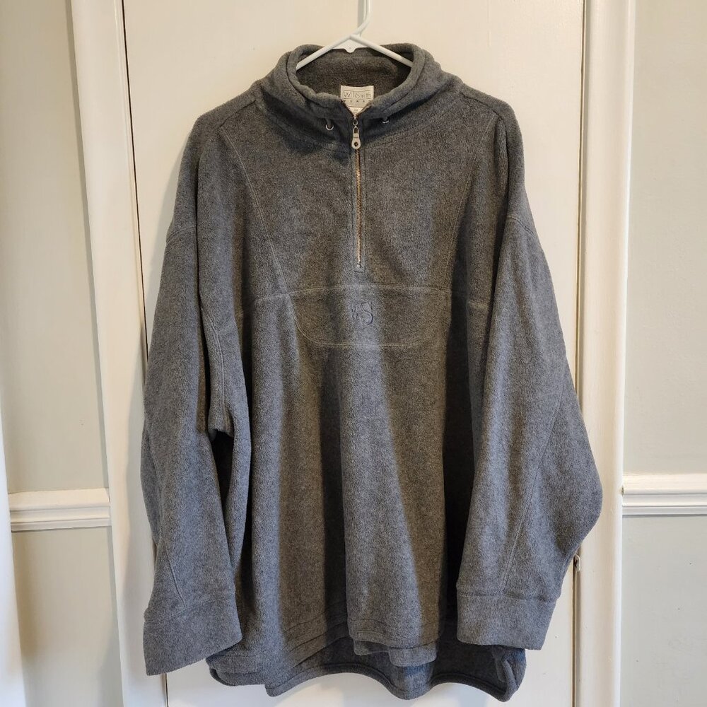 Willi Smith Size 3X Fleece Gray Pullover Jacket Embroidered Logo Cozy Y2K